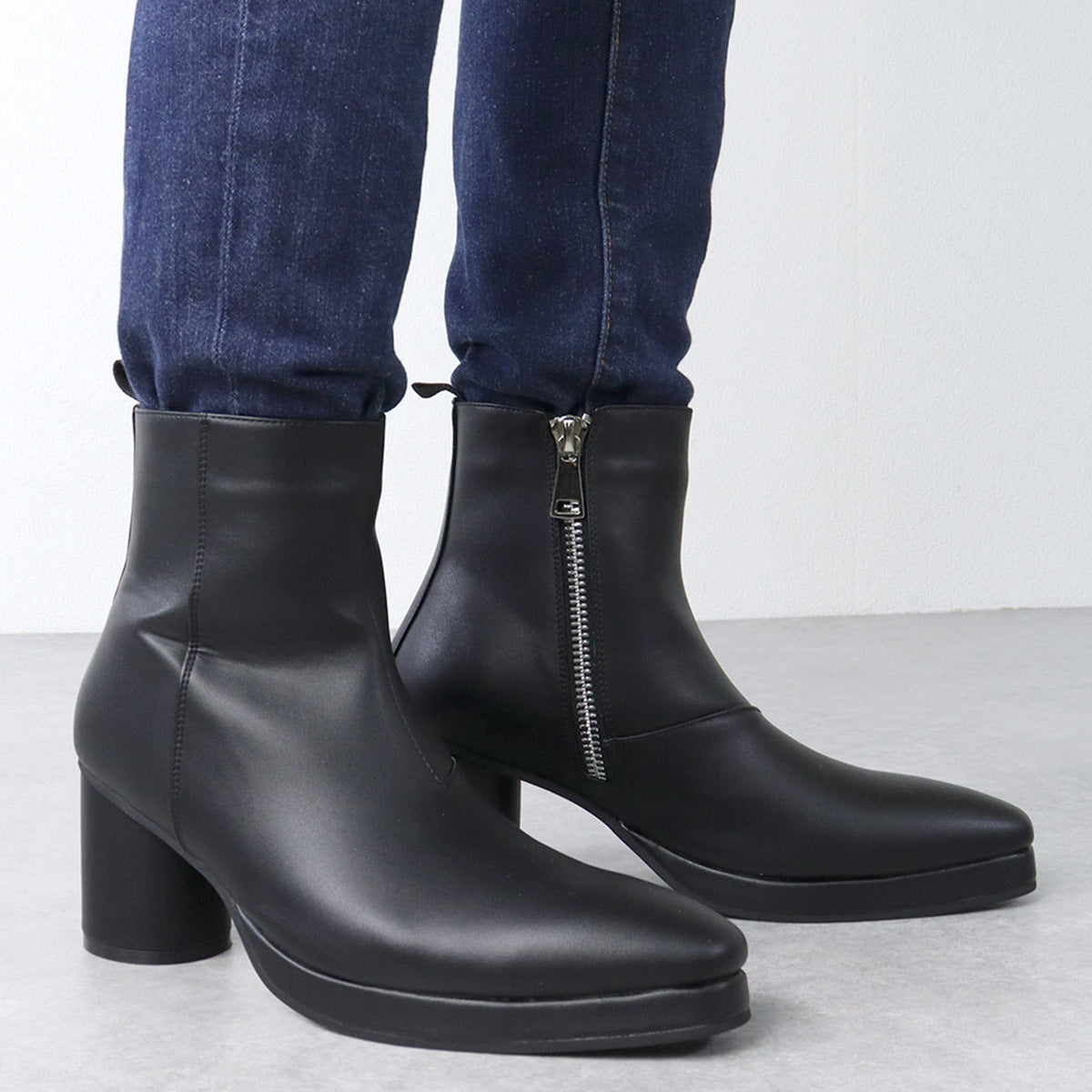 Martin Boots Chunky Heel Platform Pointed Toe Shoes Business Fashion