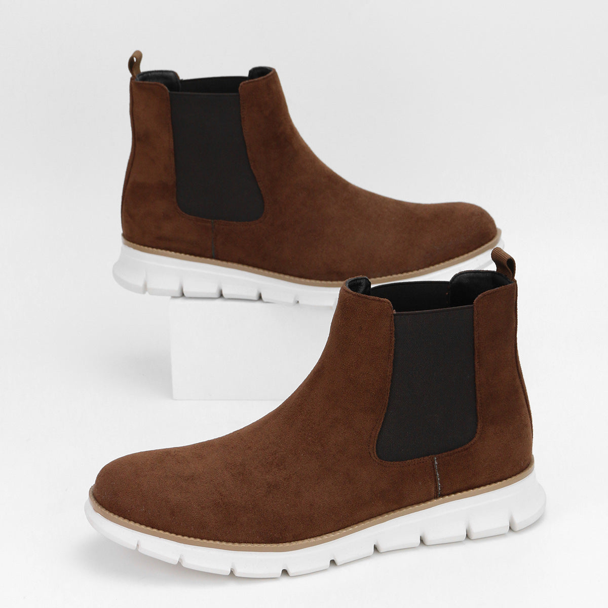 Plus Size Casual Chelsea Boots Men plaid Lightweight Ankle Boots
