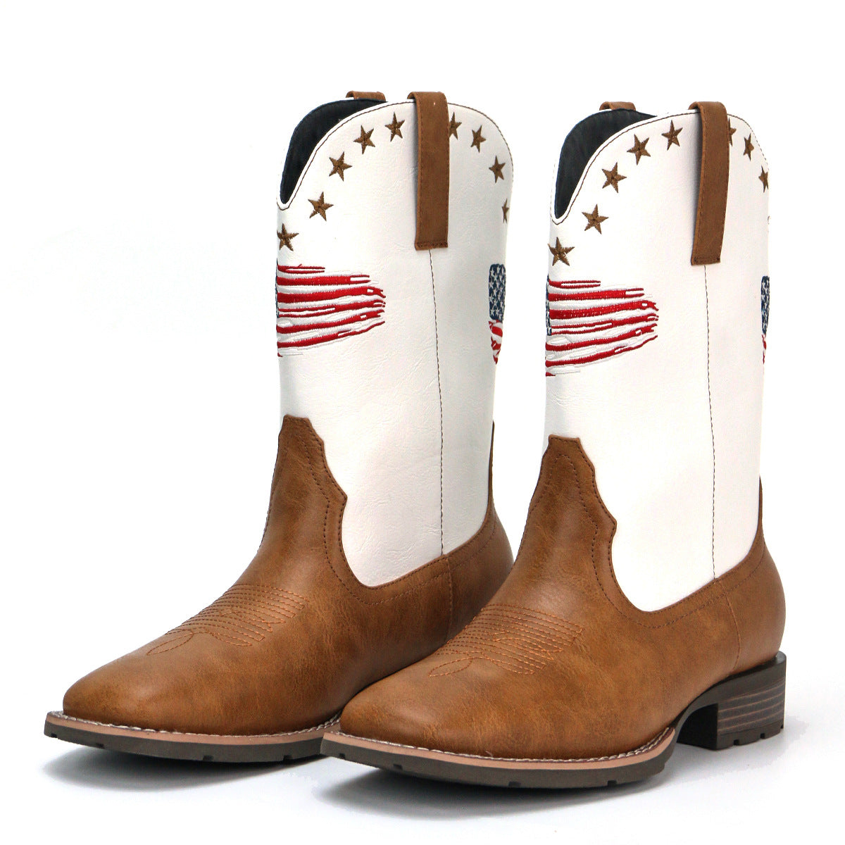Men's Comfortable Square Toe Versatile Slip-On Outdoor Cowboy Boots