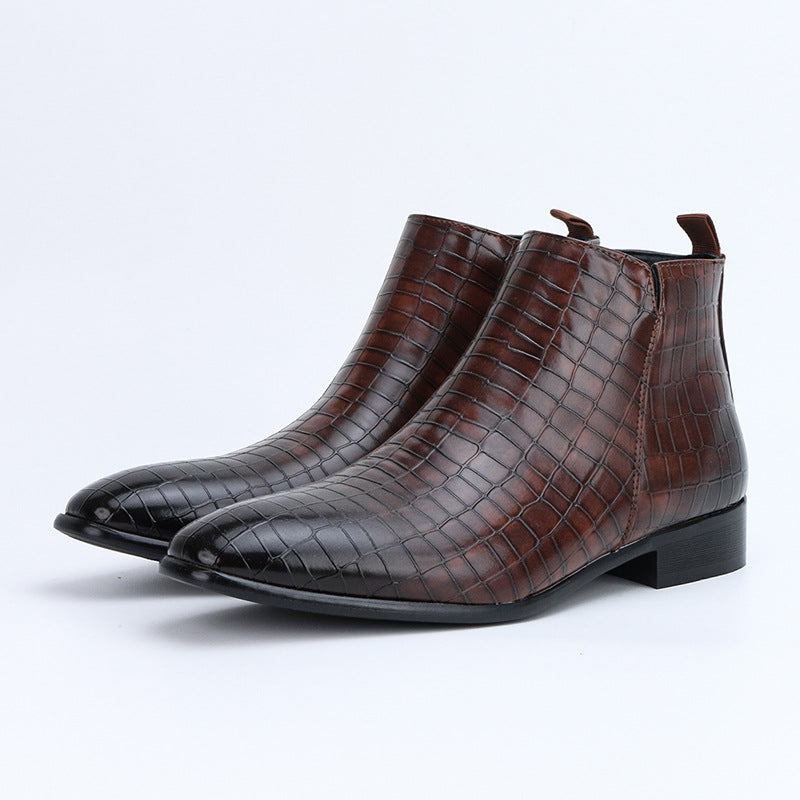 Men's Chelsea Boots Square Toe Men's Shoes Personality Wild Fashion Men's Short Boots