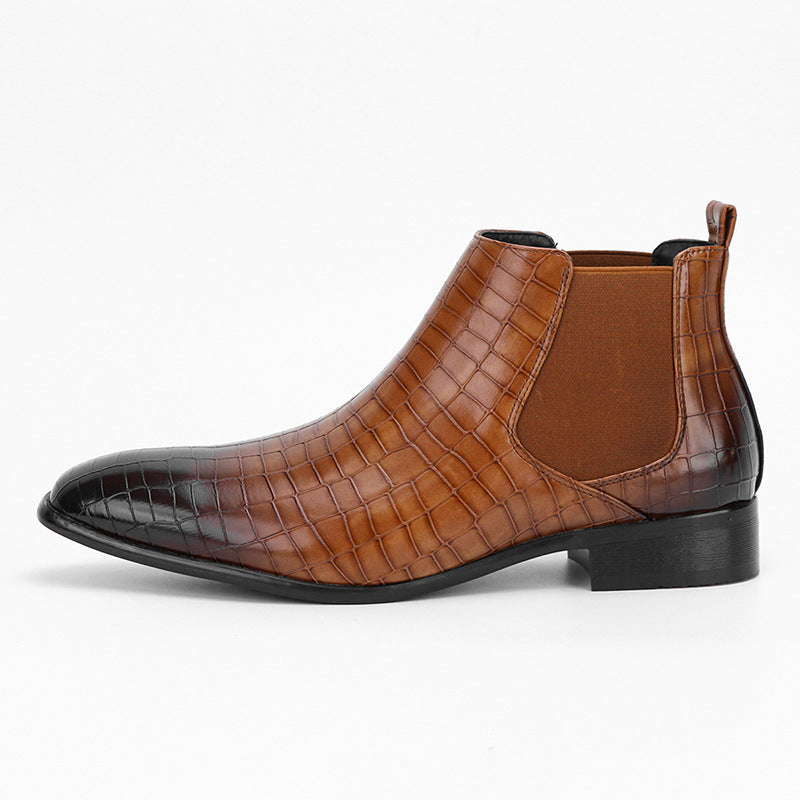 Men's Chelsea Boots Square Toe Men's Shoes All-Match Fashion Men's Short Boots