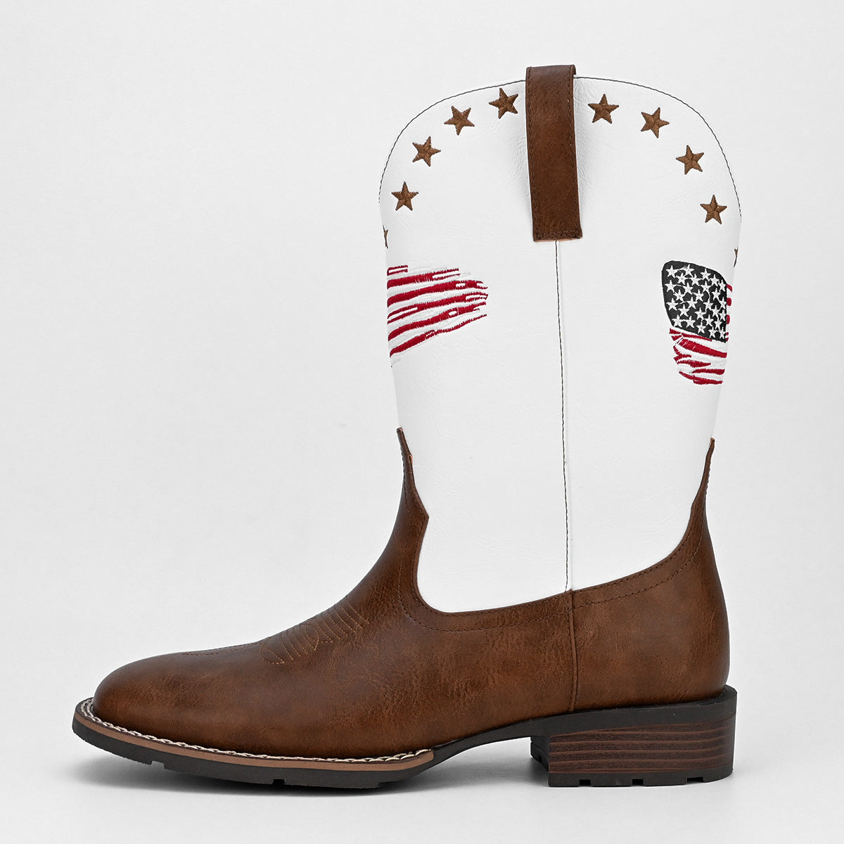 Men's Comfortable Square Toe Versatile Slip-On Outdoor Cowboy Boots