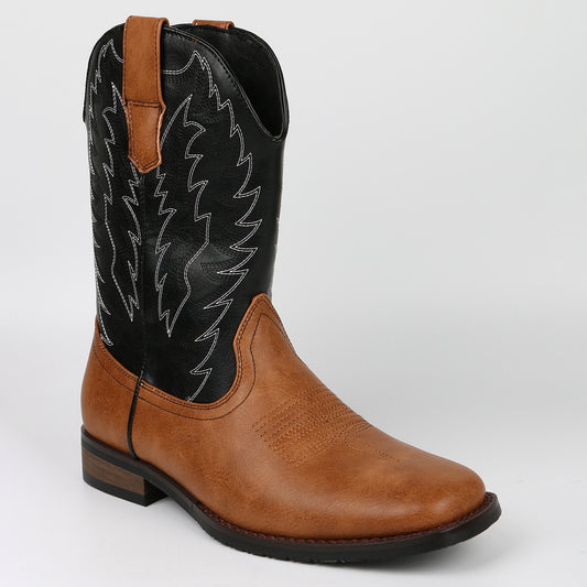Western Cowboy European and American Desert Knight Boots Embroidery V Mouth