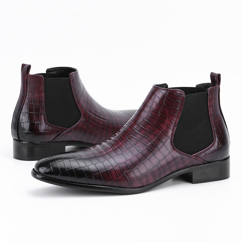 Men's Chelsea Boots Square Toe Men's Shoes All-Match Fashion Men's Short Boots