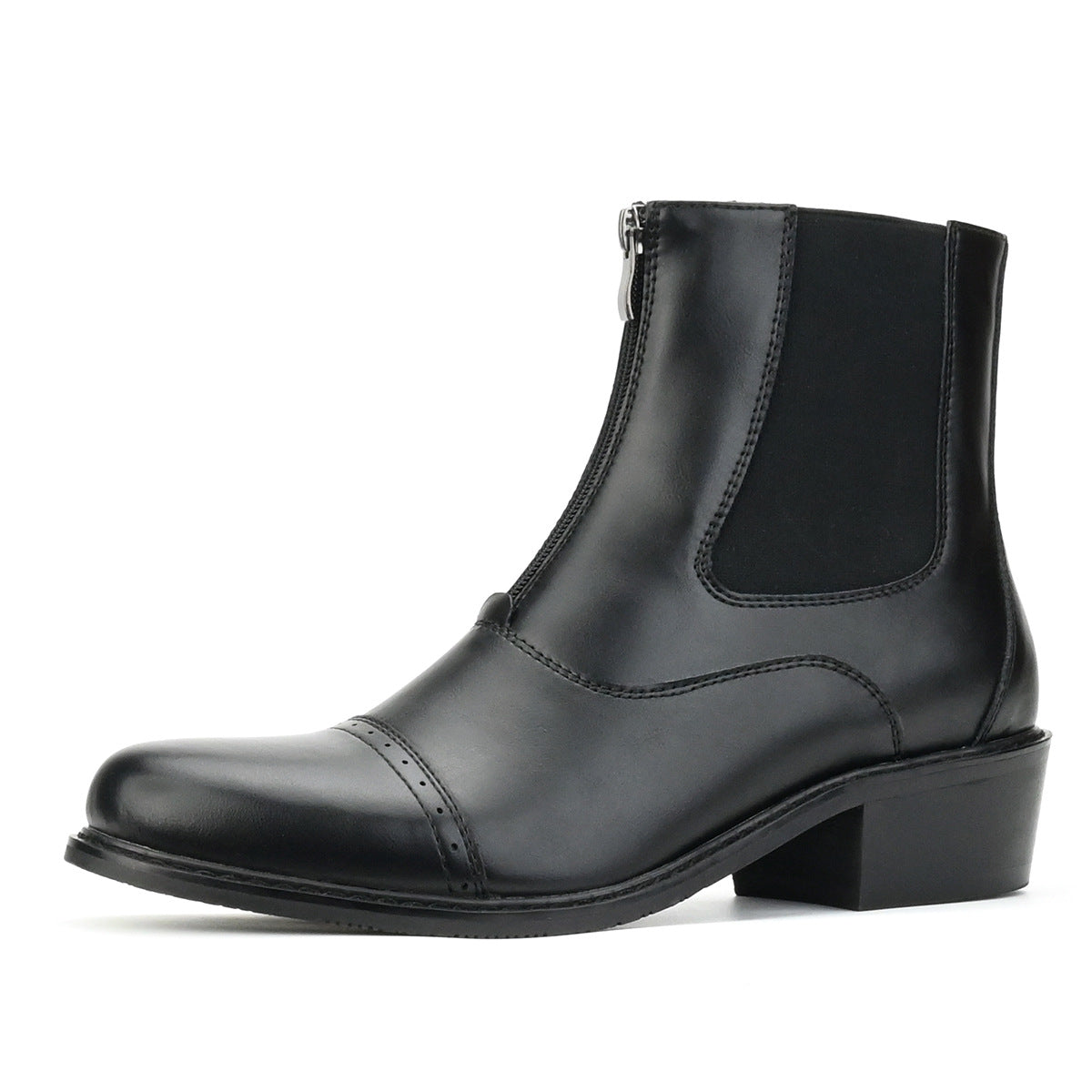 Men's Casual Chelsea Boots British Double Elastic Zipper Riding Boots