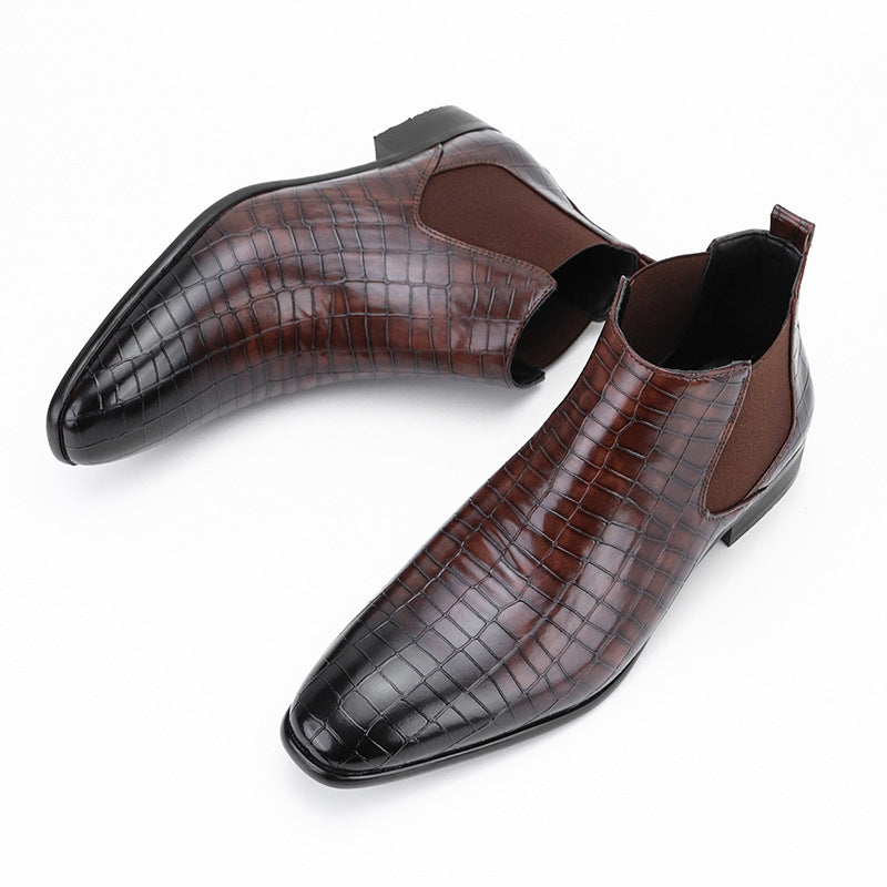 Men's Chelsea Boots Square Toe Men's Shoes All-Match Fashion Men's Short Boots