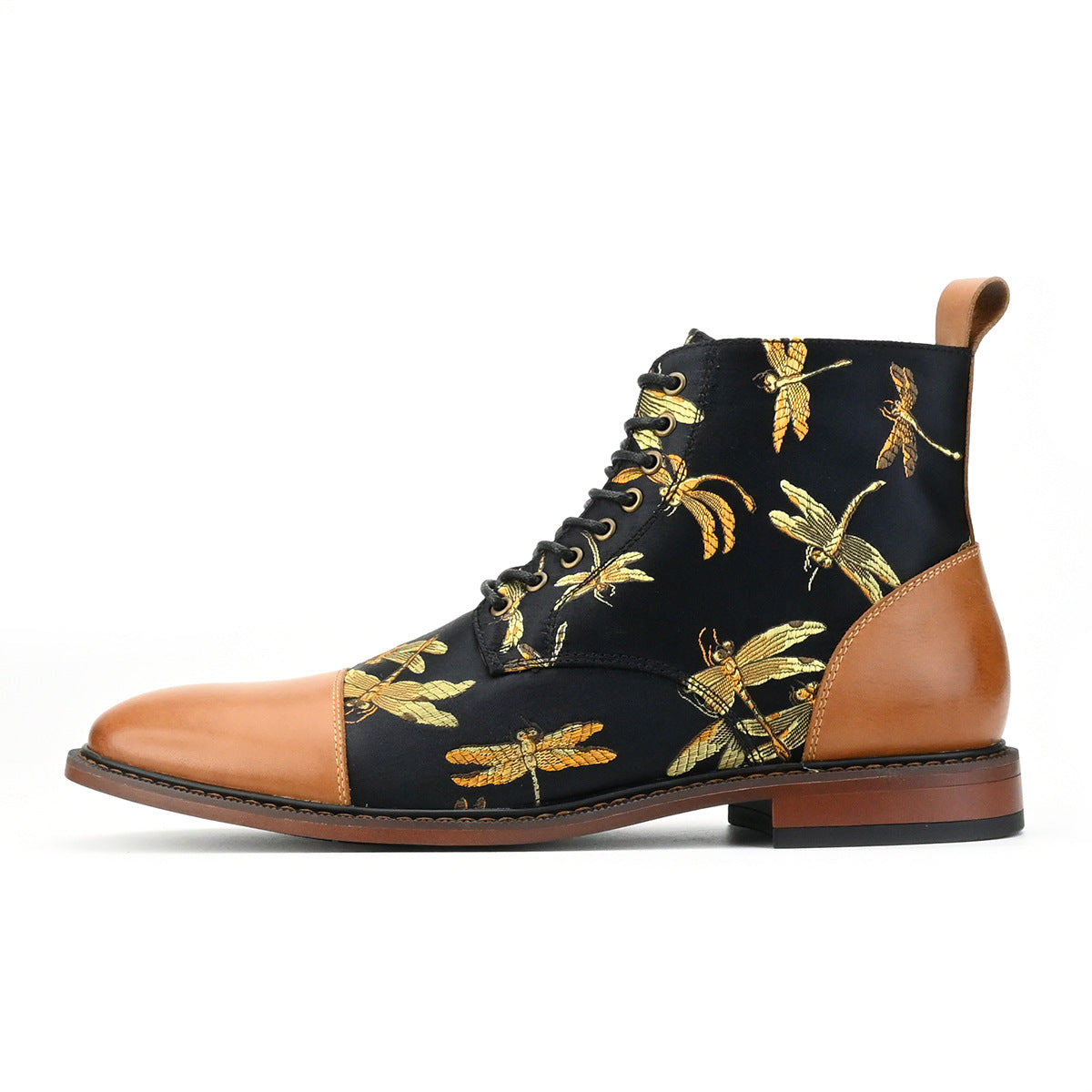 Men's retro Embroidered Animal Print Short Boots British Style Casual Men's Boots