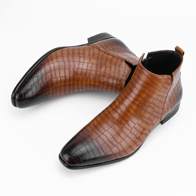Men's Chelsea Boots Square Toe Men's Shoes Personality Wild Fashion Men's Short Boots