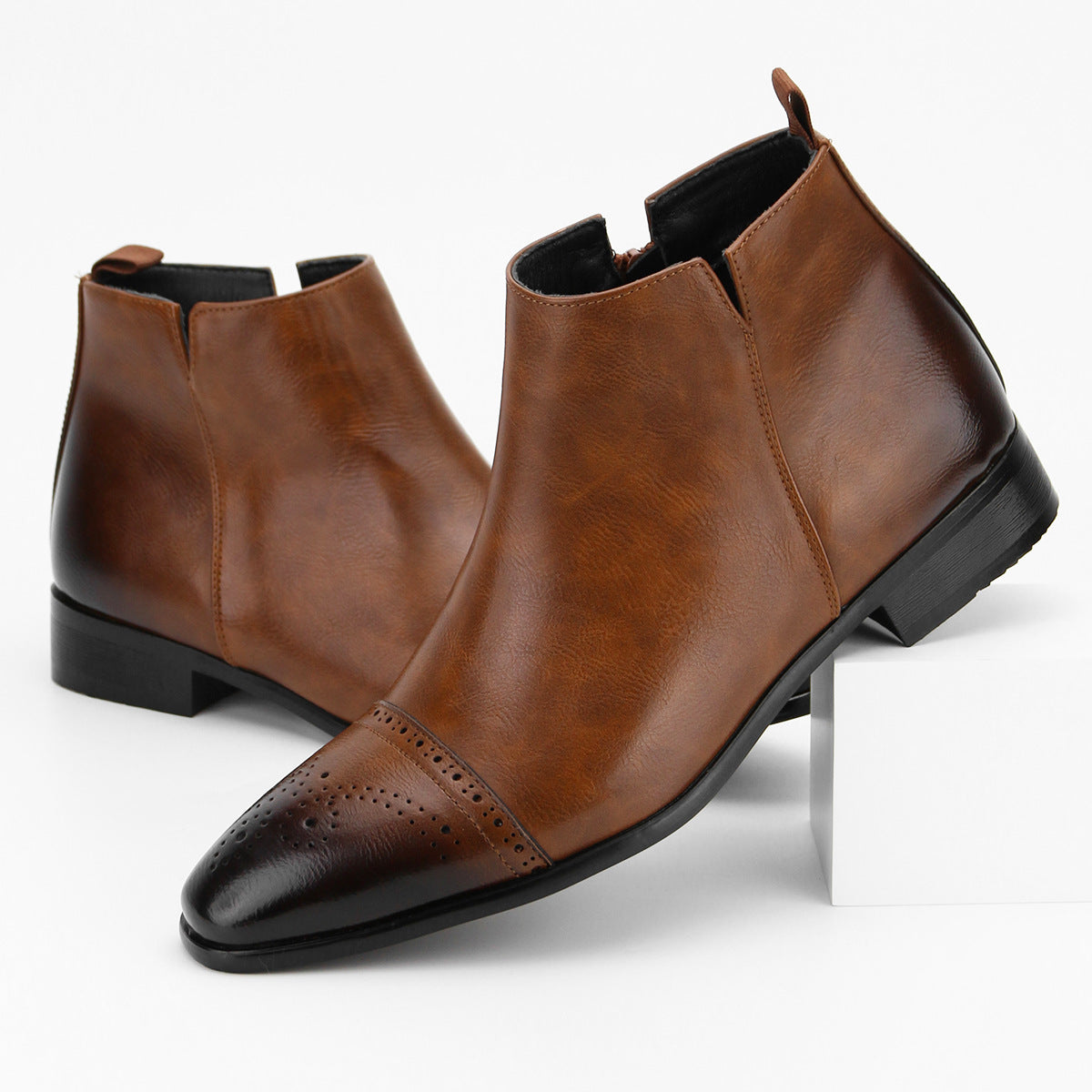 Cross-border Plus Size Men's Shoes Color Polished Retro Chelsea Boots Amazon Independent Station