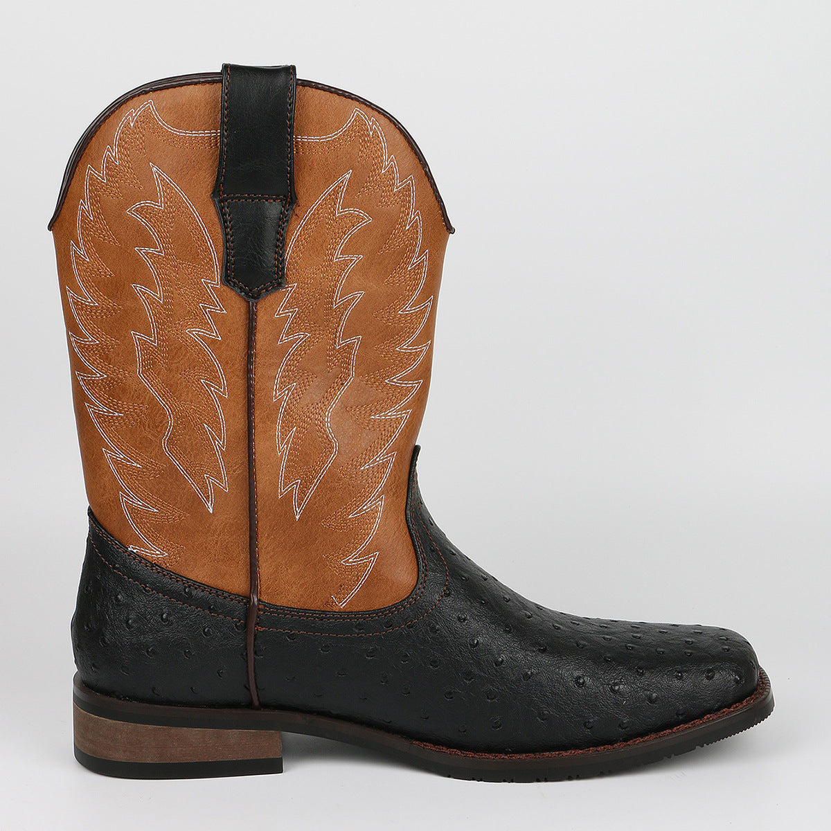 Amazon Retro Western Cowboy Boot Embroidered Square Toe Men's Boots
