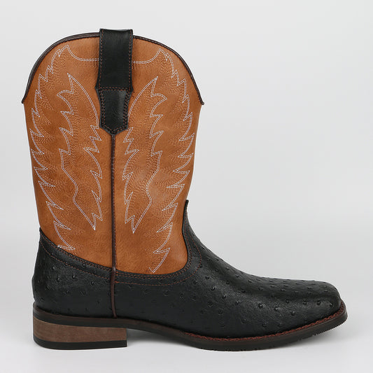 Amazon Retro Western Cowboy Boot Embroidered Square Toe Men's Boots