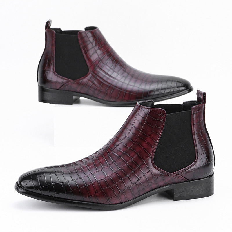 Men's Chelsea Boots Square Toe Men's Shoes All-Match Fashion Men's Short Boots
