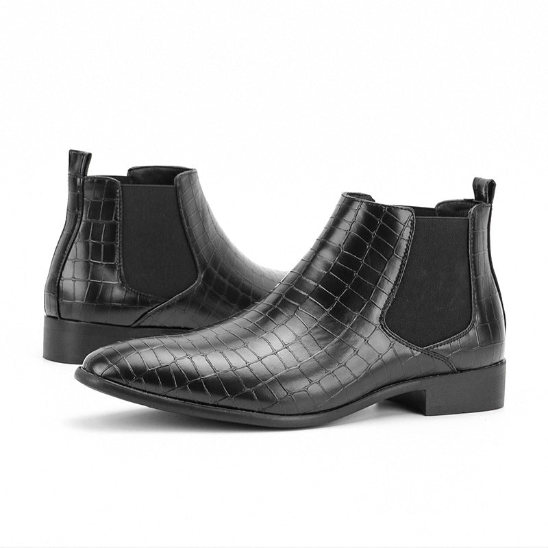 Men's Chelsea Boots Square Toe Men's Shoes All-Match Fashion Men's Short Boots