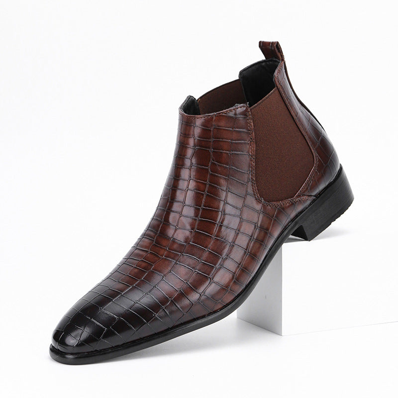 Men's Chelsea Boots Square Toe Men's Shoes All-Match Fashion Men's Short Boots