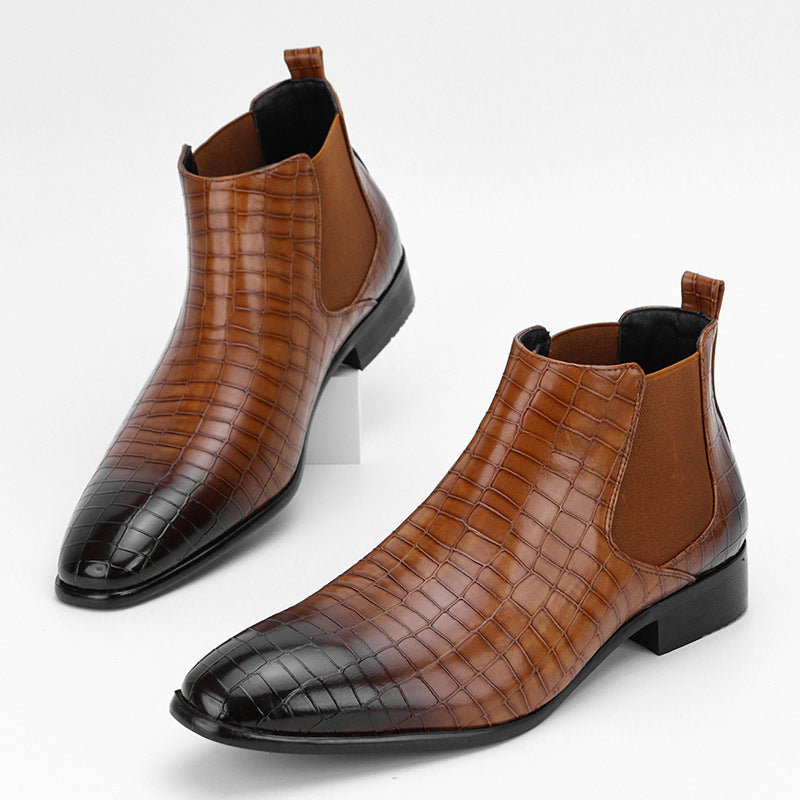 Men's Chelsea Boots Square Toe Men's Shoes All-Match Fashion Men's Short Boots