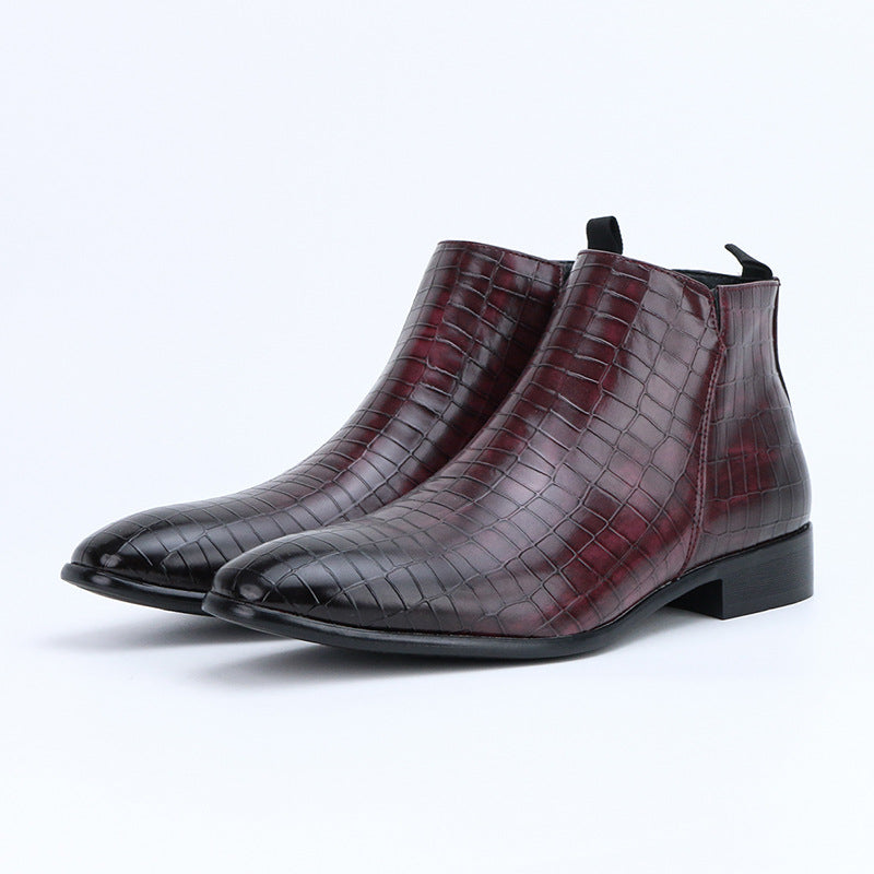Men's Chelsea Boots Square Toe Men's Shoes Personality Wild Fashion Men's Short Boots