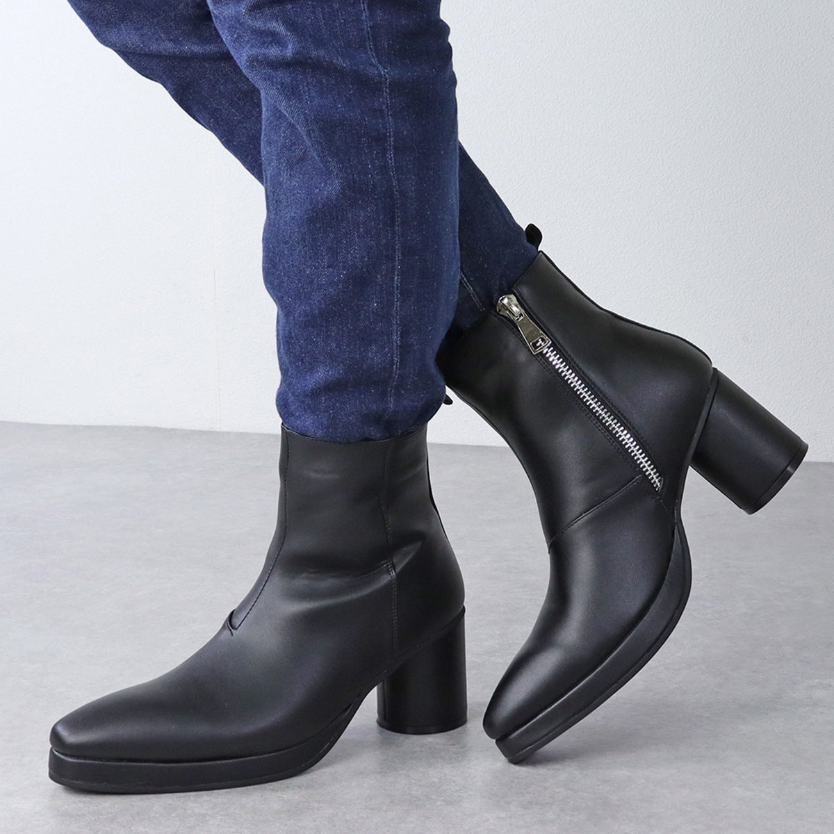 Martin Boots Chunky Heel Platform Pointed Toe Shoes Business Fashion