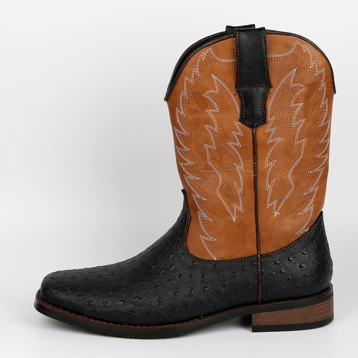 Amazon Retro Western Cowboy Boot Embroidered Square Toe Men's Boots