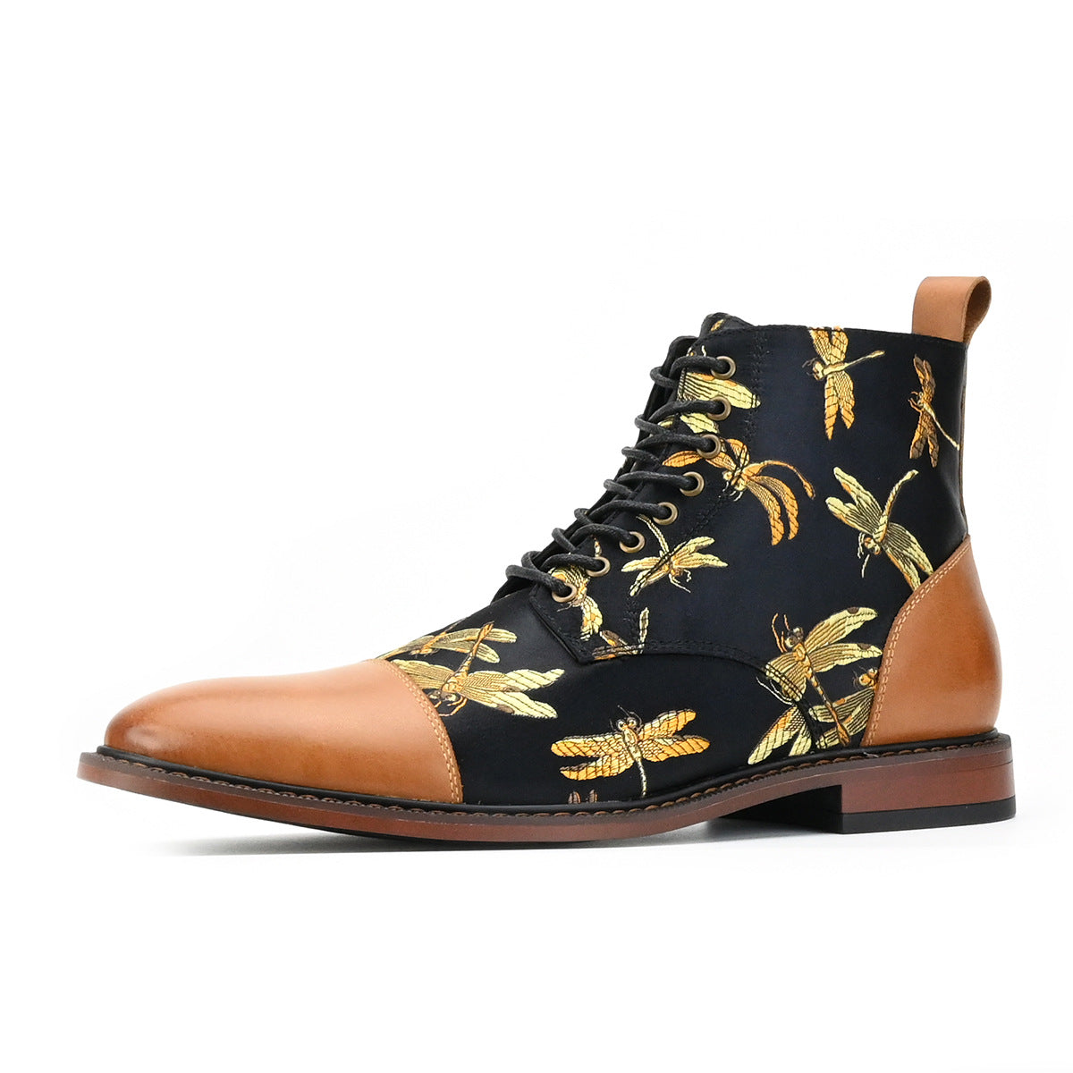 Men's retro Embroidered Animal Print Short Boots British Style Casual Men's Boots