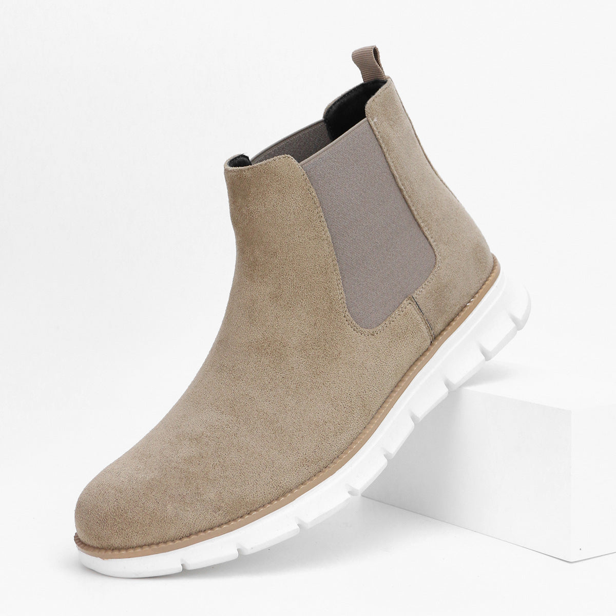 Plus Size Casual Chelsea Boots Men plaid Lightweight Ankle Boots