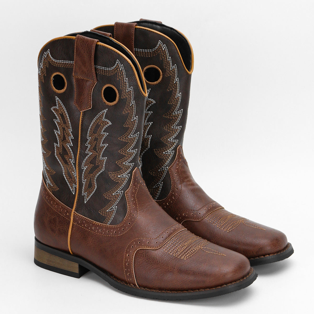 Vintage Embroidered Men's Cowboy Boots Personality Fashion Trend Western Cowboy Boots