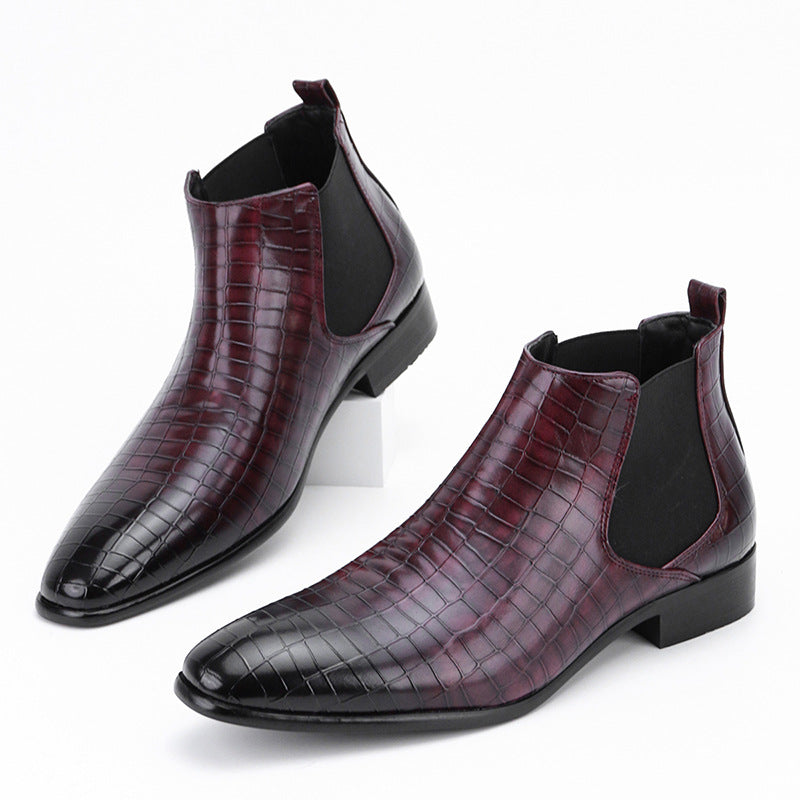 Men's Chelsea Boots Square Toe Men's Shoes All-Match Fashion Men's Short Boots