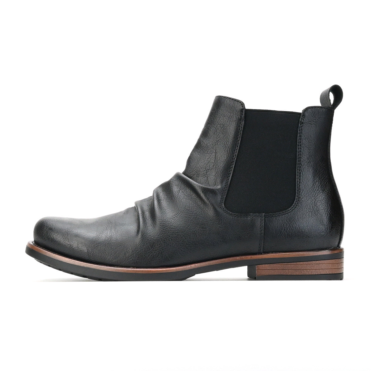 Men's Double Elastic British Style Low Heel Retro Boots Casual Ankle Boots