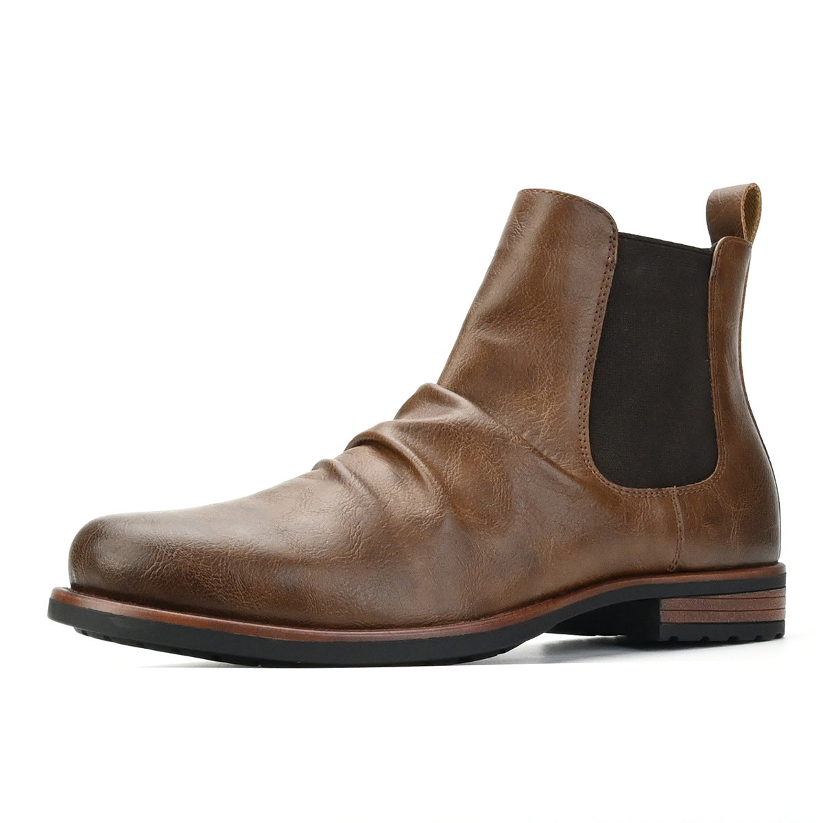 Men's Double Elastic British Style Low Heel Retro Boots Casual Ankle Boots