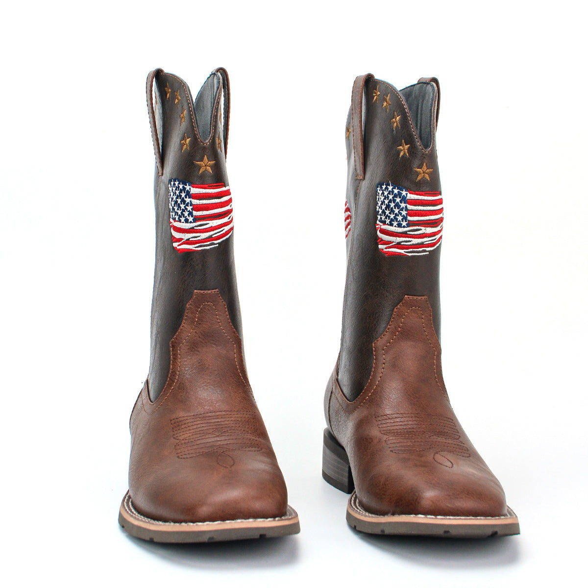 Men's Comfortable Square Toe Versatile Slip-On Outdoor Cowboy Boots