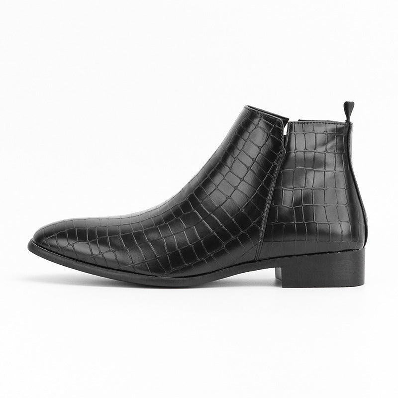 Men's Chelsea Boots Square Toe Men's Shoes Personality Wild Fashion Men's Short Boots