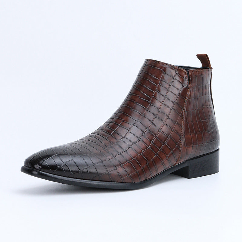 Men's Chelsea Boots Square Toe Men's Shoes Personality Wild Fashion Men's Short Boots