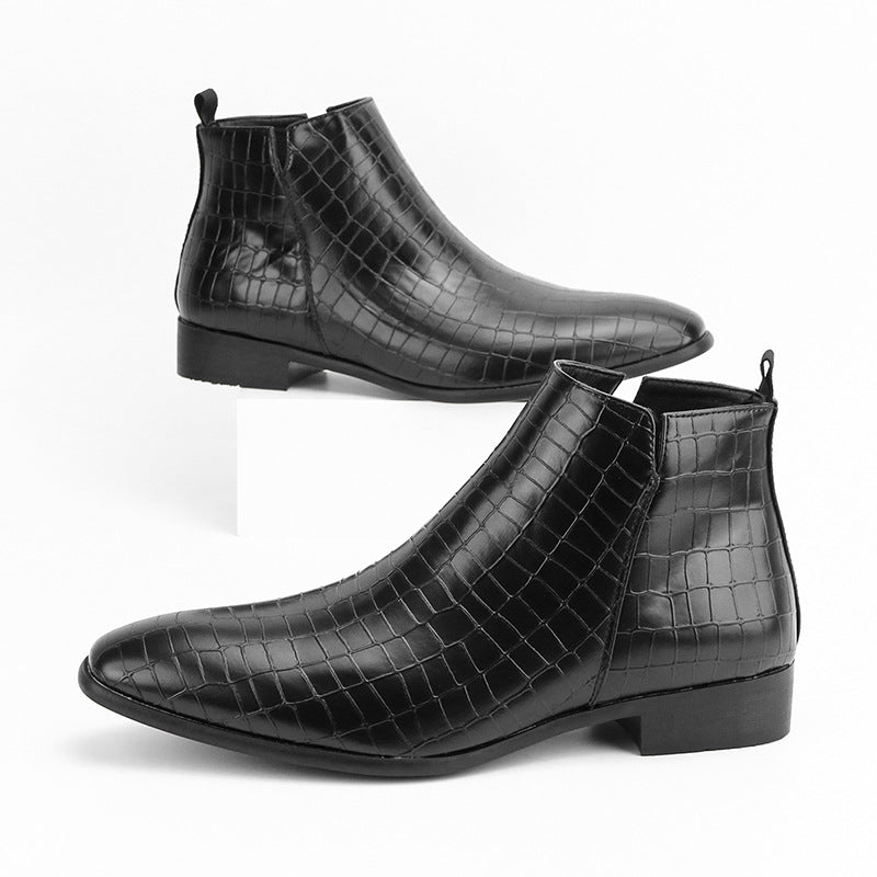 Men's Chelsea Boots Square Toe Men's Shoes Personality Wild Fashion Men's Short Boots