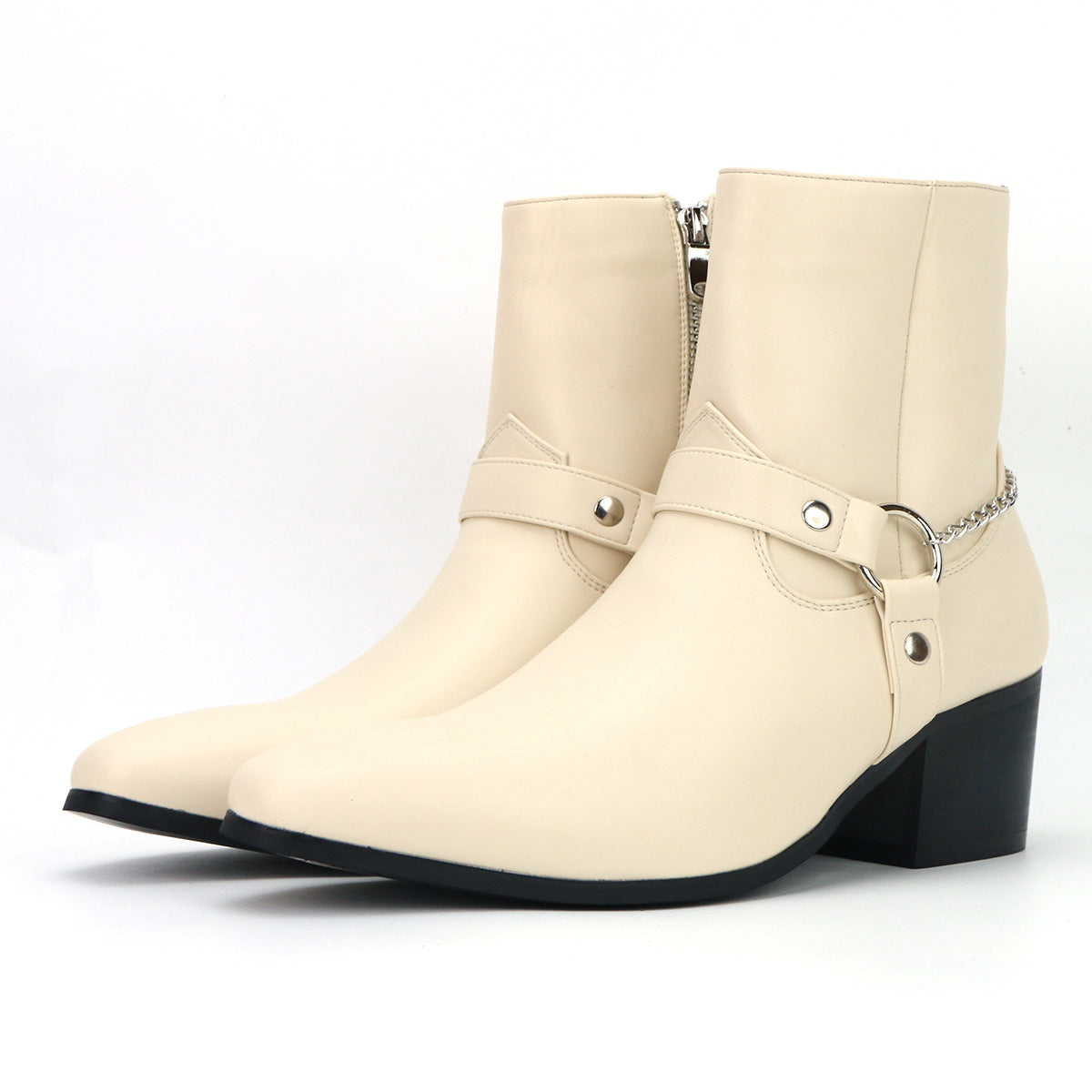 Men's Fashion Boots High Heel Chain Fashion Temperament