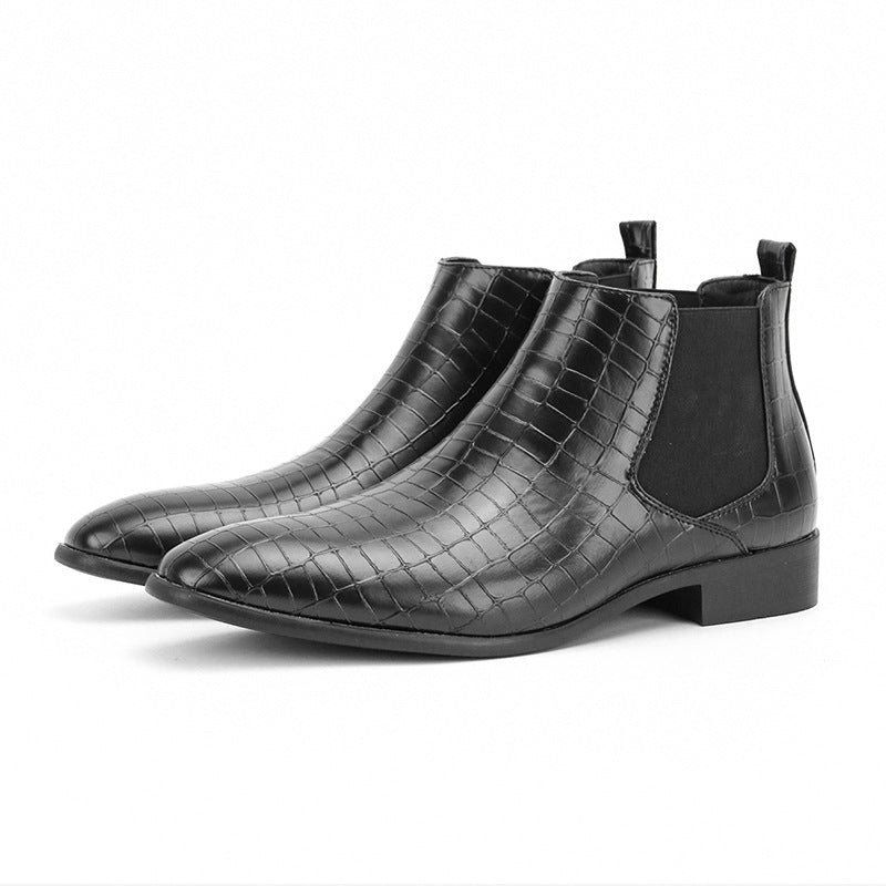Men's Chelsea Boots Square Toe Men's Shoes All-Match Fashion Men's Short Boots