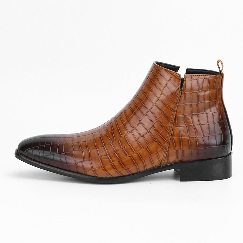 Men's Chelsea Boots Square Toe Men's Shoes Personality Wild Fashion Men's Short Boots
