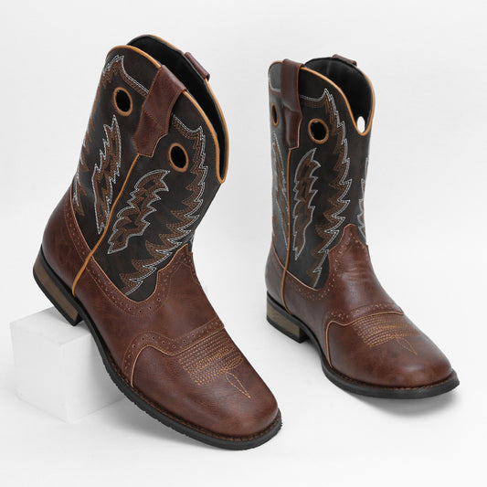 Vintage Embroidered Men's Cowboy Boots Personality Fashion Trend Western Cowboy Boots